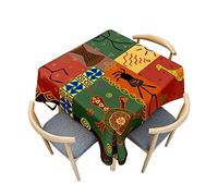Odot Mantel Mesa Cuadrada Impermeable, Mantel Rectangular de Patrón de Arte Tribal 3D, Cubierta de Mesa Cuadrado Lavable, Tela de Tabla para Jardín, Mesa de Cocina (90x90cm,nación birmana)
