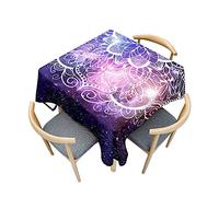 Odot Mantel Mesa Cuadrada Impermeable, Mantel Rectangular Estampado Mandalas 3D, Cubierta de Mesa Cuadrado Lavable, Tela de Tabla para Jardín, Mesa de Cocina (Cielo Estrellado,90x90cm)