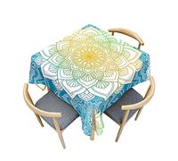Odot Mantel Mesa Cuadrada Impermeable, Mantel Rectangular Estampado Mandalas 3D, Cubierta de Mesa Cuadrado Lavable, Tela de Tabla para Jardín, Mesa de Cocina (Degradado de Color,90x90cm)