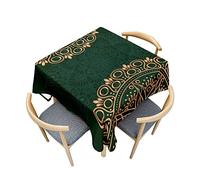 Odot Mantel Mesa Cuadrada Impermeable, Mantel Rectangular Estampado Mandalas 3D, Cubierta de Mesa Cuadrado Lavable, Tela de Tabla para Jardín, Mesa de Cocina (Verde Oscuro,140x140cm)