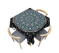 Odot Mantel Mesa Cuadrada Impermeable, Mantel Rectangular Estampado Mandalas 3D, Cubierta de Mesa Cuadrado Lavable, Tela de Tabla para Jardín, Mesa de Cocina (corazón Azul,60x60cm)