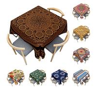Odot Mantel Mesa Cuadrada Impermeable, Mantel Rectangular Mandala Boho 3D, Cubierta de Mesa Cuadrado Lavable, Tela de Tabla para Mesa de Centro/Cocina (Mandala Redonda,140x140cm)