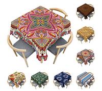 Odot Mantel Mesa Cuadrada Impermeable, Mantel Rectangular Mandala Boho 3D, Cubierta de Mesa Cuadrado Lavable, Tela de Tabla para Mesa de Centro/Cocina (Bohemio,140x140cm)