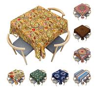 Odot Mantel Mesa Cuadrada Impermeable, Mantel Rectangular Mandala Boho 3D, Cubierta de Mesa Cuadrado Lavable, Tela de Tabla para Mesa de Centro/Cocina (Estilo Cachemir,90x90cm)