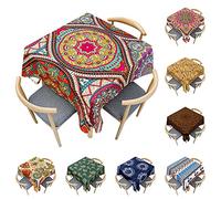 Odot Mantel Mesa Cuadrada Impermeable, Mantel Rectangular Mandala Boho 3D, Cubierta de Mesa Cuadrado Lavable, Tela de Tabla para Mesa de Centro/Cocina (Mandala exotico,100x100cm)