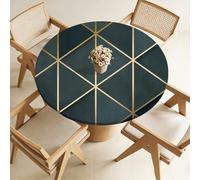 Odot Mantel Redondo Antimanchas 60-160cm, Impermeable Mantel Redondo Ajustable con Bordes Elástica Mantel Mesa Redonda Hogar Decoración para Comedor Cocina Jardín, Mármol Geométrico (Triángulo,120cm)