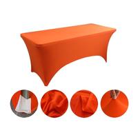 Odot Manteles de Spandex Elástica Rectangular Mantel, Mantel Antiarrugas Color Sólido Funda Mesa Decorar para Día de Navidad, Boda, Fiesta, Decoración (Naranja,6FT)
