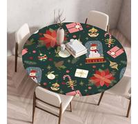 Odot Navidad en 3D Mantel Redondo Antimanchas Ajustable Impresión Mesa Redonda Manteles de Mesa con Bordes Elástica Mantel Antimanchas Redondo para Picnic (Bola de Cristal,80cm)