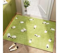 Odot Paillasson Exterieur Entree, Tapis Entree Interieur en Luffa PVC Lavable, Imprimé Animal Vert Tapis Interieur Attrape-Poussière Antidérapant, Paillasson pour Porte Entrée (Verde 3,60x90cm)