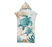 Odot Poncho Toalla con Capucha Adulto Natación Playa Surf Albornoz para Cambiarse de Ropa Toalla de Microfibra Albornoces Nadar Playa Baño Verano (75x110cm,Tortuga)