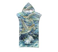 Odot Poncho Toalla con Capucha Adulto Natación Playa Surf Albornoz para Cambiarse de Ropa Toalla de Microfibra Albornoces Nadar Playa Baño Verano (75x110cm,Tortuga)