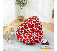 Odot Puff Salon Sin Rellenos Impresión de Corazón, Suave XL Puff Gamer, Puff Pera para Decoracion Habitacion Juvenil o Adulto, para Exteriores y Interiores Decorar Bean Bag (Rojo Amor,90x110cm)