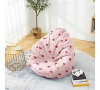 Odot Puff Salon Sin Rellenos Impresión de Corazón, Suave XL Puff Gamer, Puff Pera para Decoracion Habitacion Juvenil o Adulto, para Exteriores y Interiores Decorar Bean Bag (Rosa,100x120cm)