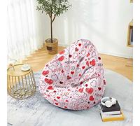 Odot Puff Salon Sin Rellenos Impresión de Corazón, Suave XL Puff Gamer, Puff Pera para Decoracion Habitacion Juvenil o Adulto, para Exteriores y Interiores Decorar Bean Bag (Amor Rayado,80x90cm)