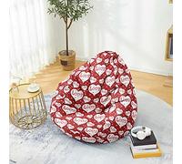 Odot Puff Salon Sin Rellenos Impresión de Corazón, Suave XL Puff Gamer, Puff Pera para Decoracion Habitacion Juvenil o Adulto, para Exteriores y Interiores Decorar Bean Bag (Rojo,100x120cm)