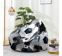 Odot Puff Salon Sin Rellenos, Impresión de Fútbol XL Puff Gamer, Puff Pera para Decoracion Habitacion Juvenil o Adulto, para Exteriores y Interiores Bean Bag (80x90cm,Fútbol A)