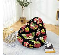Odot Puff Salon Sin Rellenos Impresión Moderna, Suave XL Puff Gamer, Puff Pera para Decoracion Habitacion Juvenil o Adulto, para Exteriores y Interiores Decorar Bean Bag (Sandía,90x110cm)