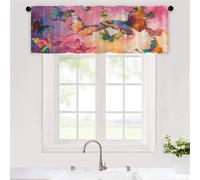 Odot Rideau de Cuisine Court, Papillon élégant Rideaux Brise Bise Cuisine 1 Panneaux Rideaux Demi Fenetre Moderne Décoration de Maison pour Petie Fenetre Chambre Evier (Rosa,W230xH45cm)