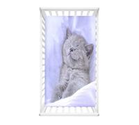 Odot Sábana Bajera Ajustable Carrito Bebe, Patrón Gato Gatito 3D Sábana Bajera Cuna Sabanas Minicuna Microfibra Suave Transpirable para Carro Capazo, Niña y Niño (Gato Gris,70x140cm)