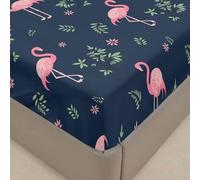 Odot Sábana Bajera Ajustable, Estilo Dibujos Animados Sabana Bajera Elastica Individual Matrimonio Sabanas Bajeras Microfibra para Cama 90/105/135/150 (135x190+30cm,Flamenco Rosa)