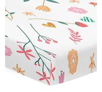 Odot Sábana Bajera Ajustable Niña para Cuna y Minicuna, Protector de Colchón con Estampado Floral Nórdico, Bebé Ropa de Cama para Cama Ovalada y Colchón Rectangula (Color C,80x40cm)