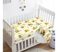 Odot Sábana Bajera Ajustable para Cuna de 80x160cm, Protector de Colchón para Bebé de Microfibra Suave Elástico para Cama Ovalada y Colchón Rectangula -Dibujos Animados Excavador