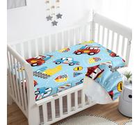 Odot Sábana Bajera Ajustable para Cuna de 80x160cm, Protector de Colchón para Bebé de Microfibra Suave Elástico para Cama Ovalada y Colchón Rectangula -Dibujos Animados Carro Azul