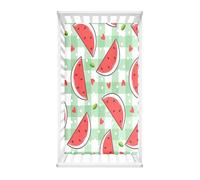 Odot Sábana Bajera Ajustable para Cuna y Minicuna, Protector de Colchón Bebé Estampado de Sandía, Niños Ropa de Cama de Microfibra para Cama Ovalada y Colchón Rectangula (Cuadros Verdes,80x160cm)