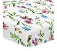 Odot Sábana Bajera Ajustable para Cuna y Minicuna, Protector de Colchón Elástica con Estampado Floral, Bebé Ropa de Cama para Cama Ovalada y Colchón Rectangula (Margarita,85x51cm)