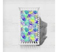 Odot Sábana Bajera Bebé Cuna y Minicuna Sábana Bajera Ajustable de Microfibra con Hojas de Palma Tropicales, Bebé Ropa de Cama para Cama Ovalada y Colchón Rectangula (Púrpura,70x140cm)