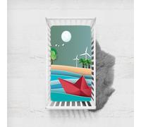 Odot Sábana Bajera Bebé Cuna y Minicuna Sábana Bajera Ajustable de Microfibra Estampado Barco de Papel Creativo, Bebé Ropa de Cama para Cama Ovalada y Colchón Rectangula (60x120cm,Estilo D)