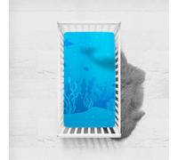 Odot Sábana Bajera Bebé Cuna y Minicuna Sábana Bajera Ajustable de Microfibra Estampado Corales Algas Marinas 3D, Bebé Ropa de Cama para Cama Ovalada y Colchón Rectangula (Azul A,75x33cm)