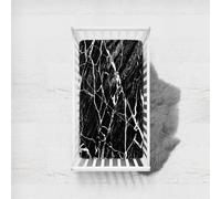 Odot Sábana Bajera Bebé Cuna y Minicuna Sábana Bajera Ajustable de Microfibra Estampado Mármol con Estilo, Bebé Ropa de Cama Universal para Cama Ovalada y Colchón Rectangula (100x135cm,Negro)