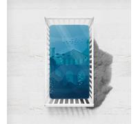 Odot Sábana Bajera Bebé Cuna y Minicuna Sábana Bajera Ajustable de Microfibra Estampado Pez de Mar Profundo, Suave Bebé Ropa de Cama para Cama Ovalada y Colchón Rectangula (70x140cm,Azul D)
