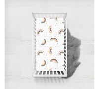 Odot Sábana Bajera Bebé Cuna y Minicuna, Sabanas Ajustable Microfibra Bebé Transpirable Ropa de Cama Universal, para Cama Ovalada, Reloj de Arena y Colchón Rectangula (Boho Arco Iris E,65x95cm)
