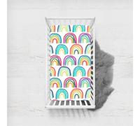 Odot Sábana Bajera Bebé Cuna y Minicuna, Sabanas Ajustable Microfibra Bebé Transpirable Ropa de Cama Universal, para Cama Ovalada, Reloj de Arena y Colchón Rectangula (Boho Arco Iris D,65x95cm)