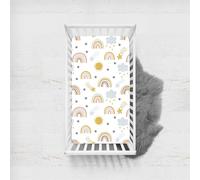 Odot Sábana Bajera Bebé Cuna y Minicuna, Sabanas Ajustable Microfibra Bebé Transpirable Ropa de Cama Universal, para Cama Ovalada, Reloj de Arena y Colchón Rectangula (Boho Arco Iris B,65x95cm)