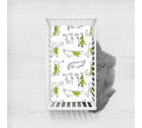 Odot Sábana Bajera Bebé Cuna y Minicuna, Sabanas Ajustable Microfibra Bebé Transpirable Ropa de Cama Universal, para Cama Ovalada, Reloj de Arena y Colchón Rectangula (Dinosaurio J,90x140cm)