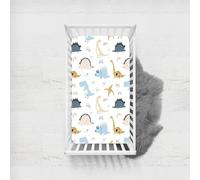 Odot Sábana Bajera Bebé Cuna y Minicuna, Sabanas Ajustable Microfibra Bebé Transpirable Ropa de Cama Universal, para Cama Ovalada, Reloj de Arena y Colchón Rectangula (Dinosaurio C,70x140cm)