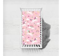 Odot Sábana Bajera Bebé Cuna y Minicuna Unicornio Rosa Niña Sabanas Ajustable de Microfibra, Bebé Ropa de Cama Universal para Cama Ovalada, Reloj de Arena y Colchón Rectangula (Color K,45x90cm)