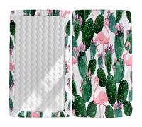 Odot Sábana Bajera Cuna Bebe, Patrón Cacto 3D Sabanas Carrito Bebe Sábana Bajera Capazo Sabanas Minicuna Bebe Transpirable Sábana Bajera Ajustable para Niña y Niño (Flamenco rosa,80x160cm)