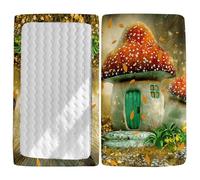 Odot Sábana Bajera Cuna Bebe, Patrón Champiñón Sabanas Carrito Bebe Sábana Bajera Capazo Sabanas Minicuna Bebe Suave Sábana Bajera Ajustable para Niña y Niño (Hojas caídas,40x90cm)