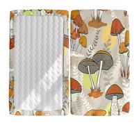 Odot Sábana Bajera Cuna Bebe, Patrón Champiñón Sabanas Carrito Bebe Sábana Bajera Capazo Sabanas Minicuna Bebe Suave Sábana Bajera Ajustable para Niña y Niño (Champiñón,90x55cm)