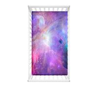 Odot Sábana Bajera Cuna Bebe, Patrón Cielo Estrellado Sabanas Carrito Bebe Sábana Bajera Capazo Sabanas Minicuna Bebe Sábana Bajera Ajustable para Niña y Niño (Cielo estrellado morado,95x65cm)