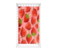 Odot Sábana Bajera Cuna Bebe, Patrón Fresa Sabanas Carrito Bebe Sábana Bajera Capazo Sabanas Minicuna Bebe Suave Transpirable Sábana Bajera Ajustable para Niña y Niño (75x30cm,Fresa Roja)
