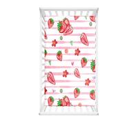 Odot Sábana Bajera Cuna Bebe, Patrón Fresa Sabanas Carrito Bebe Sábana Bajera Capazo Sabanas Minicuna Bebe Suave Transpirable Sábana Bajera Ajustable para Niña y Niño (40x90cm,Rayas rosas)