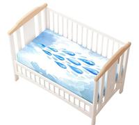Odot Sábana Bajera Cuna Bebe, Patrón Gota de Agua Sabanas Carrito Bebe Sábana Bajera Capazo Sabanas Minicuna Bebe Suave Sábana Bajera Ajustable para Niña y Niño (Azul claro,70x140cm)