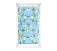 Odot Sábana Bajera Cuna Bebe, Patrón Piña Sabanas Carrito Bebe Sábana Bajera Capazo Sabanas Minicuna Bebe Suave Transpirable Sábana Bajera Ajustable para Niña y Niño (Hojas de banana,60x120cm)