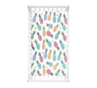 Odot Sábana Bajera Cuna Bebe, Patrón Piña Sabanas Carrito Bebe Sábana Bajera Capazo Sabanas Minicuna Bebe Suave Transpirable Sábana Bajera Ajustable para Niña y Niño (piña colorida,80x160cm)