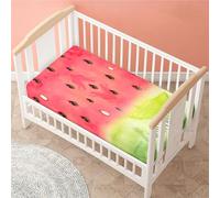 Odot Sábana Bajera Cuna Bebe, Patrón Sandía Sabanas Carrito Bebe Sábana Bajera Capazo Sabanas Minicuna Bebe Suave Transpirable Sábana Bajera Ajustable para Niña y Niño (Sandía Roja,80x40cm)